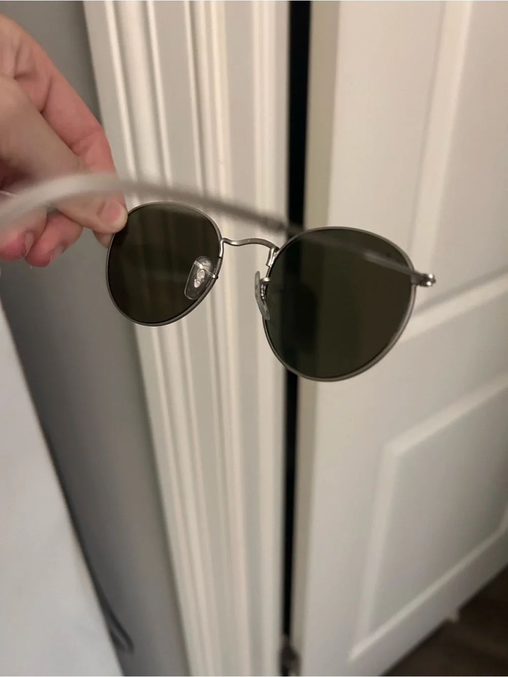 Ray-Ban Silver Frame Sunglasses with Blue Mirrored Lenses